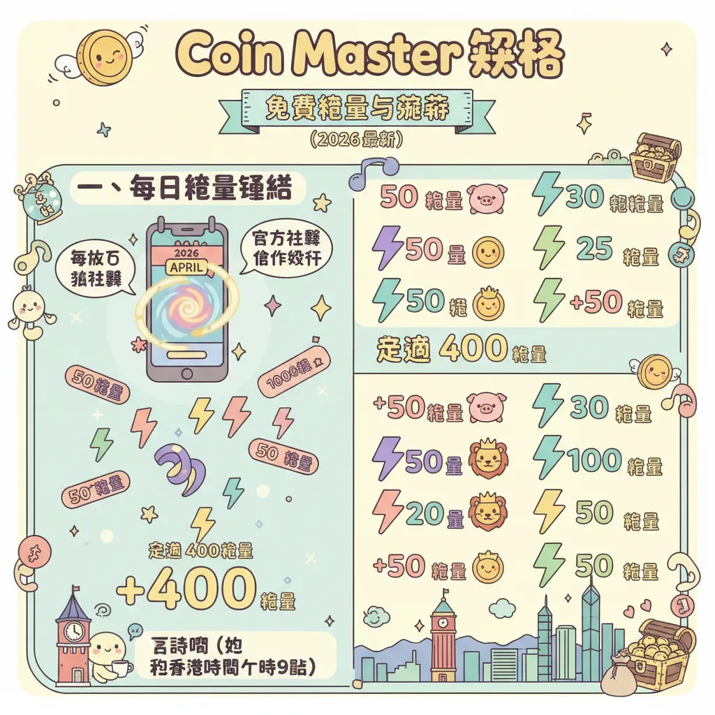 2026 年 Coin Master 免費能量與旋轉獲取全攻略：每日連結、好友互送、活動代碼一次掌握